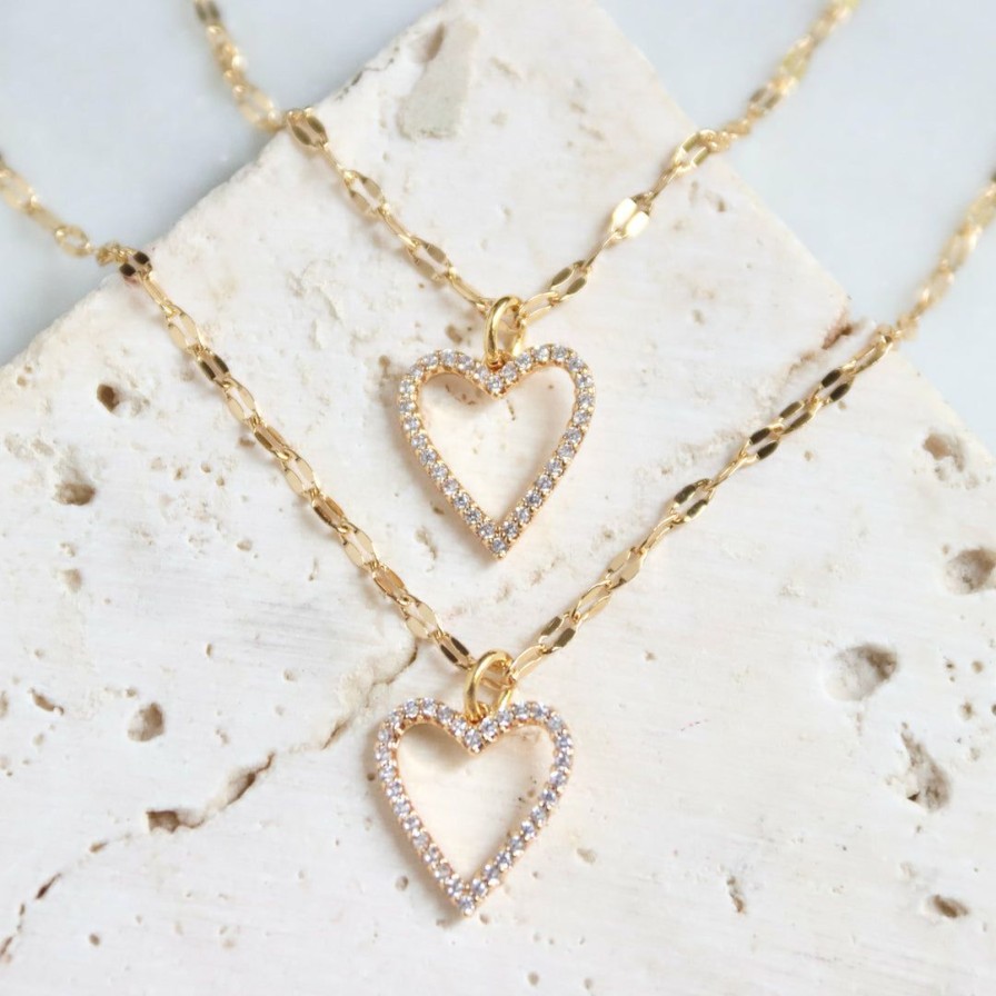 Women * | Mesa Blue Mother Daughter Set Open Heart Necklaces