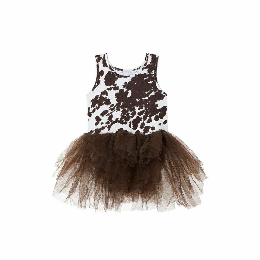 Clothing * | I Love Plum Cow Print Suede Tank Tutu Dress Dresses