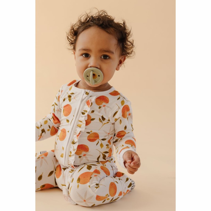 Clothing * | Orange Blossom Bamboo Zip Sleeper + Ruffles Arrows & Bow X Joss + J Sleepers