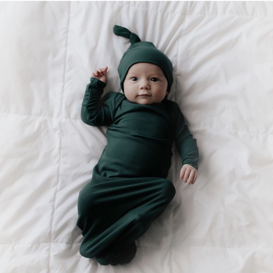 Clothing * | Three Little Tots Preemie + Newborn Emerald Knotted Gown