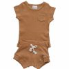 Clothing * | Mebie Baby Mustard Ribbed Shorts Organic Cotton Set