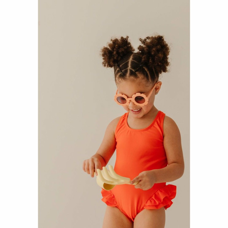 Clothing * | Joss + J Salty Orange Ruffle Swim Suit