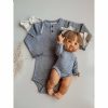 Dolls + Plushies * | Grey Ruffle Long Sleeve Minikane Onesie