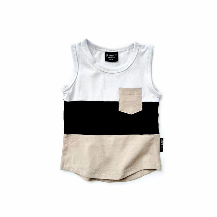 Clothing * | Little Bipsy Sand Block Pocket Tank Top Tee Tops