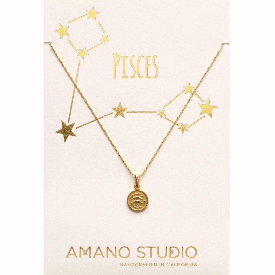 Women * | Amano Studio Tiny Zodiac Pisces Gold Necklace Necklaces