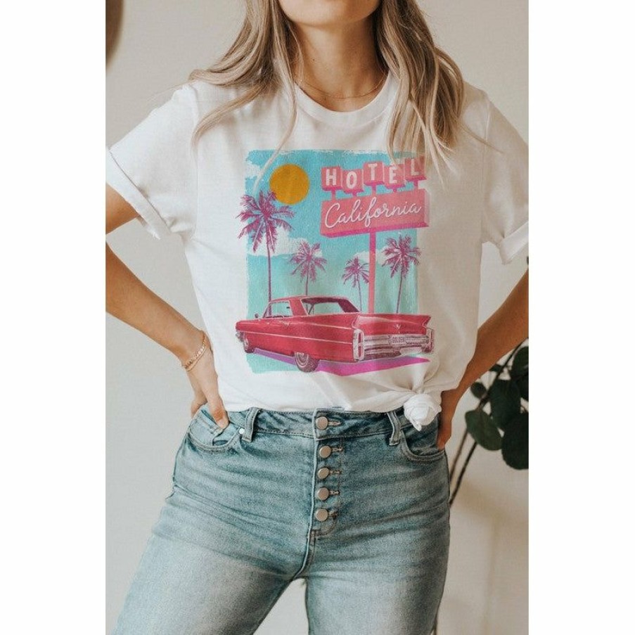 Women * | J+J Hotel California White Tee Graphic Tees