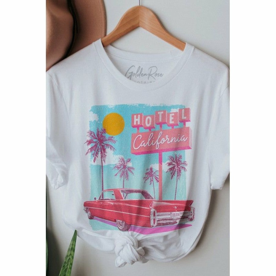 Women * | J+J Hotel California White Tee Graphic Tees