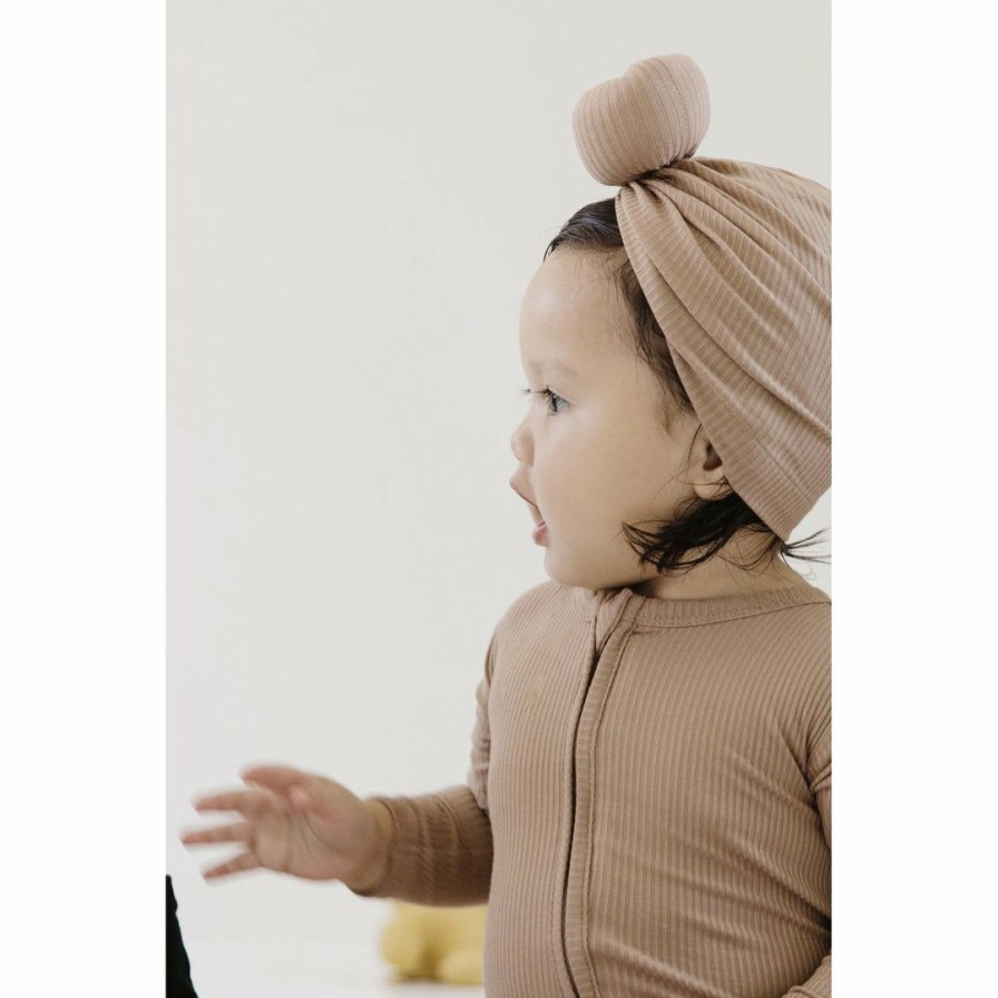 Headwear * | Joss + J Headwear Tan Ribbed Knotted Turban Hat