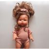 Dolls + Plushies * | Mauve Ribbed Curly Sleeve Minikane Romper Dolls + Plushies