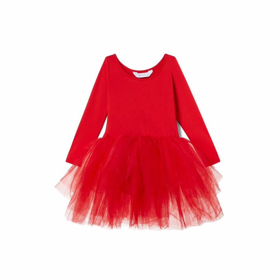 Clothing * | I Love Plum Red Long Sleeve Tutu Dress