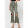 Women * | J+J Army Green Cropped Flare Jeans Jeans + Pants