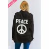 Women * | J+J Outerwear Black Solid Peace Long Sleeve Jacket