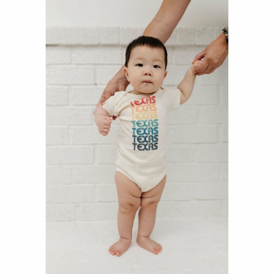 Clothing * | Morado Design Bodysuits Texas Retro Repeat Natural Organic Onesie