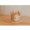 Party Time * | Cutest Little Party Party Time # 3 Gold Glitter + Blush Pom Trim + White Glitter Crown