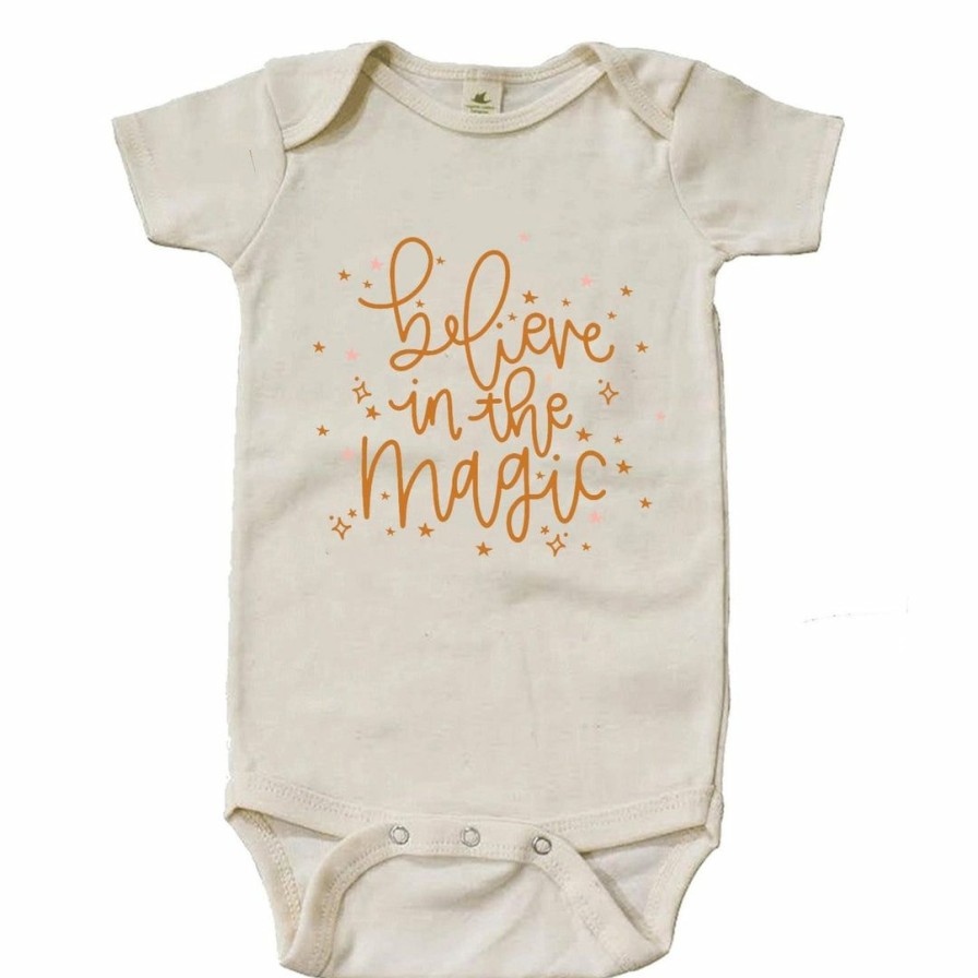 Clothing * | House Of Luna Believe In The Magic Natural Short Sleeve Organic Onesie