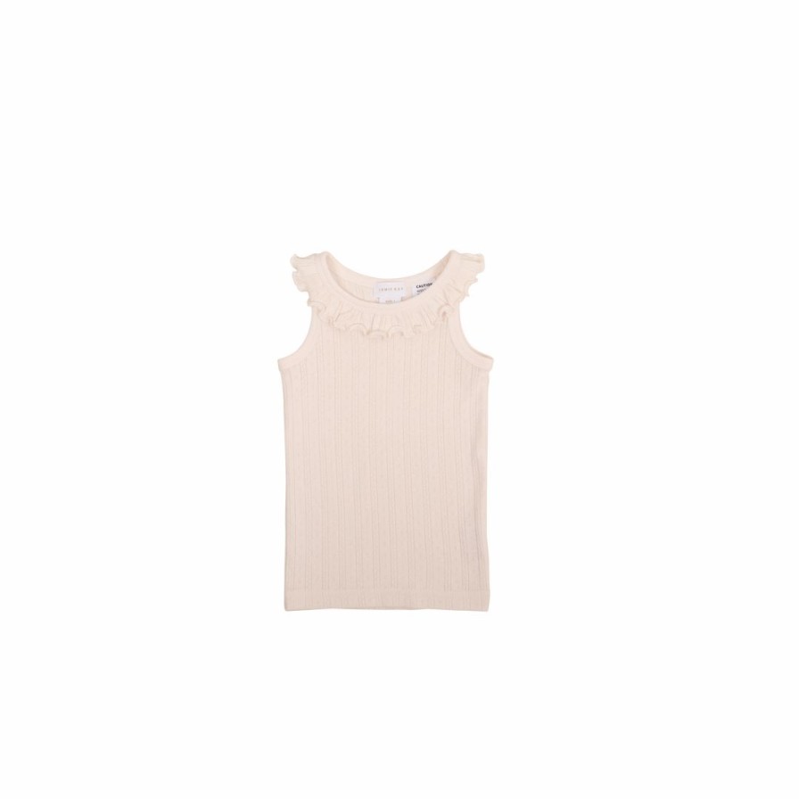 Clothing * | Jamie Kay Rose Quartz Organic Cotton Pointelle Frill Singlet Top Tops