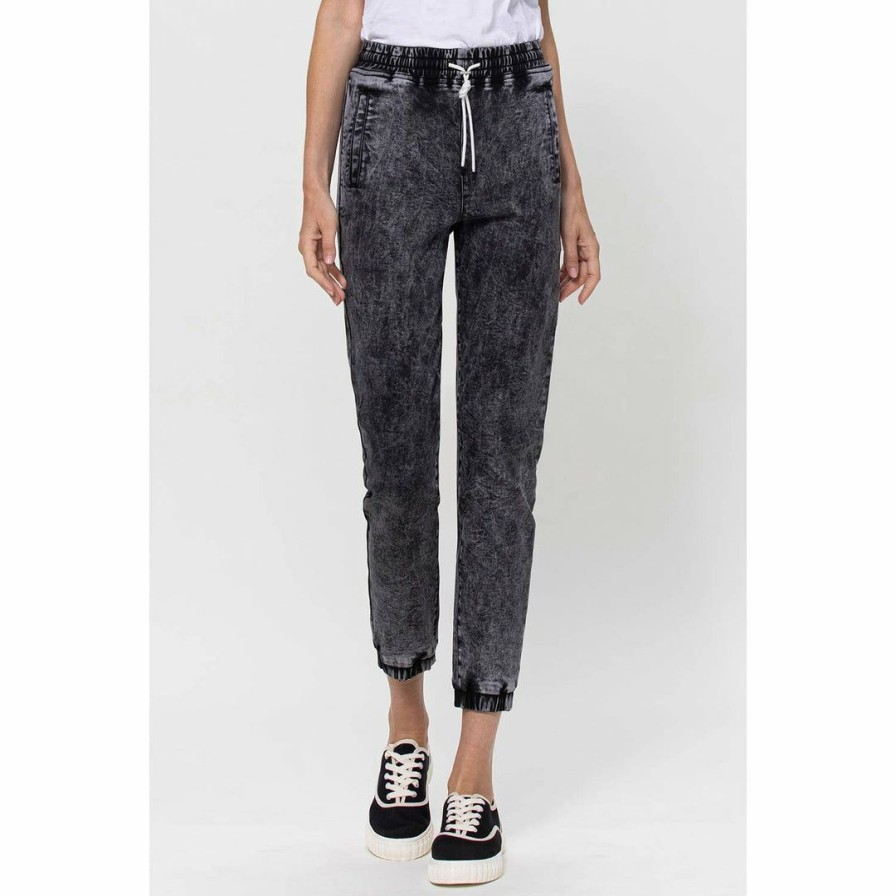 Women * | J+J Jeans + Pants Acid Wash Drawstring Joggers Jeans