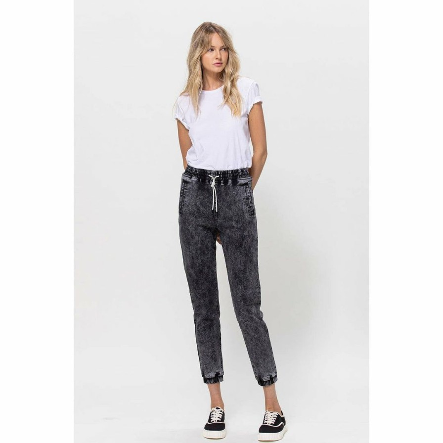 Women * | J+J Jeans + Pants Acid Wash Drawstring Joggers Jeans