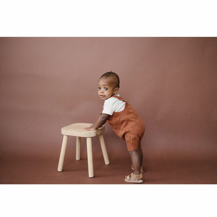 Clothing * | Mebie Baby Rust Knit Short Romper Knits