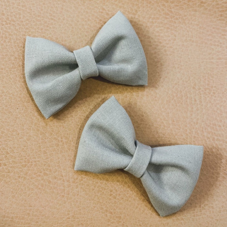 Headwear * | Bows For Show Gray Pigtail Hair Bow Clips