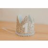 Party Time * | Cutest Little Party # 1 Silver Glitter + Baby Blue Pom Trim + White Glitter Crown Crowns