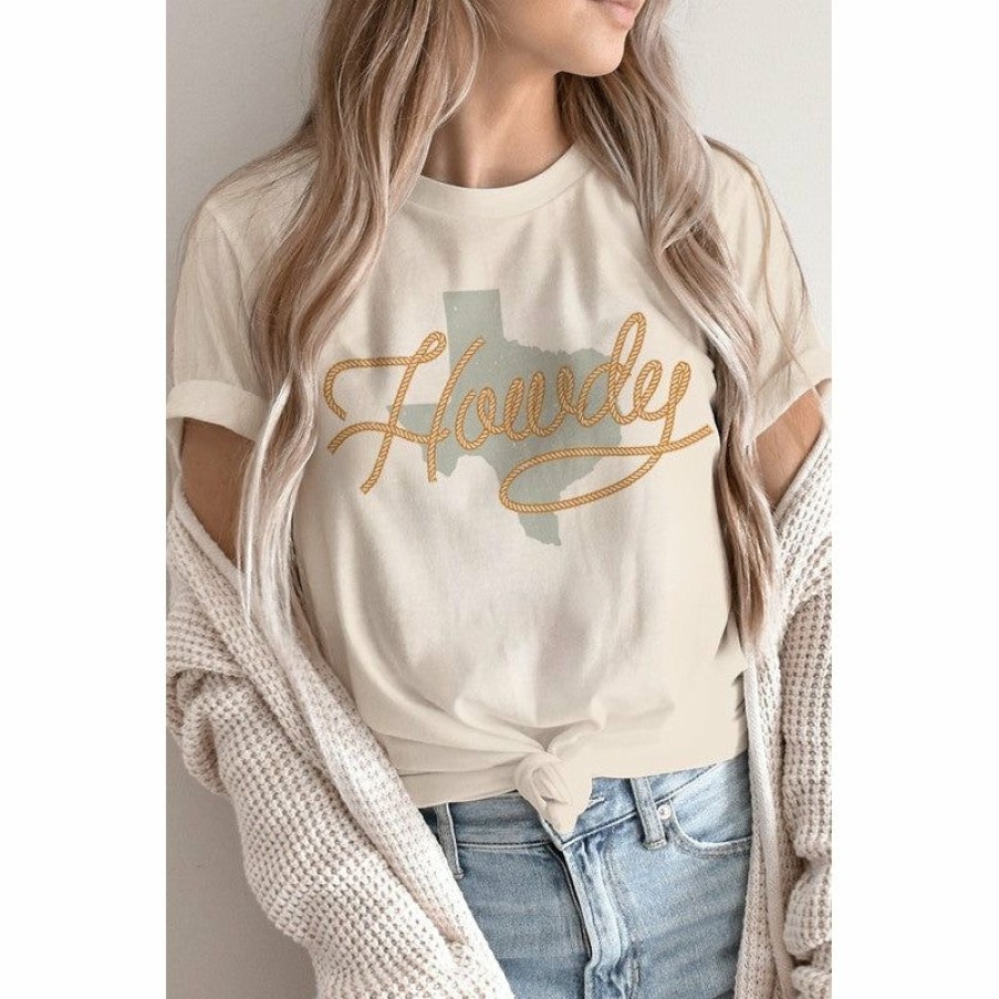 Women * | J+J Graphic Tees Howdy Texas Rope Cream Tee