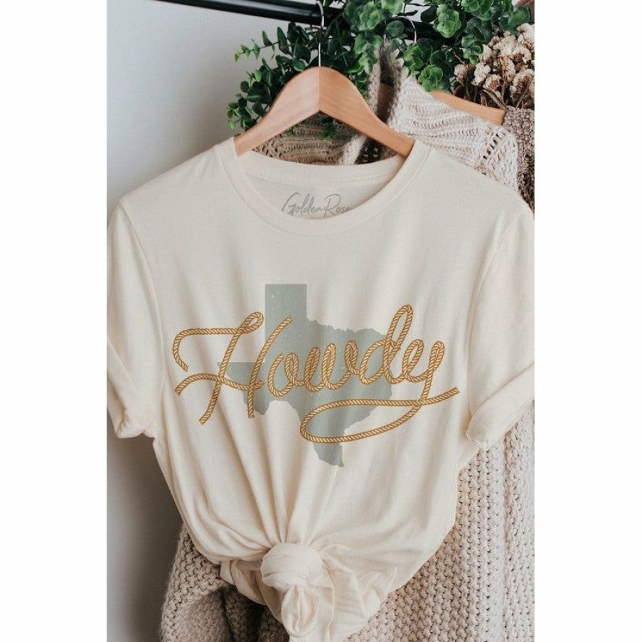 Women * | J+J Graphic Tees Howdy Texas Rope Cream Tee