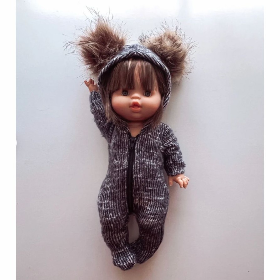 Dolls + Plushies * | Dark Navy Ribbed Zip Up Minikane Sleeper With Puffs Dolls + Plushies