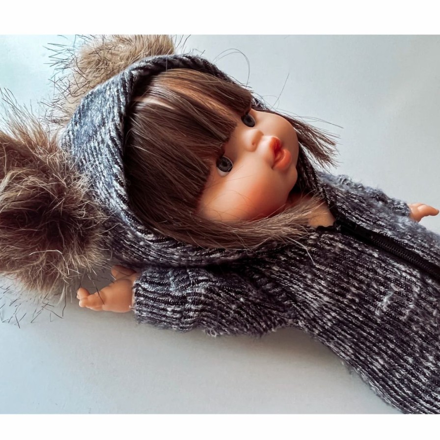 Dolls + Plushies * | Dark Navy Ribbed Zip Up Minikane Sleeper With Puffs Dolls + Plushies