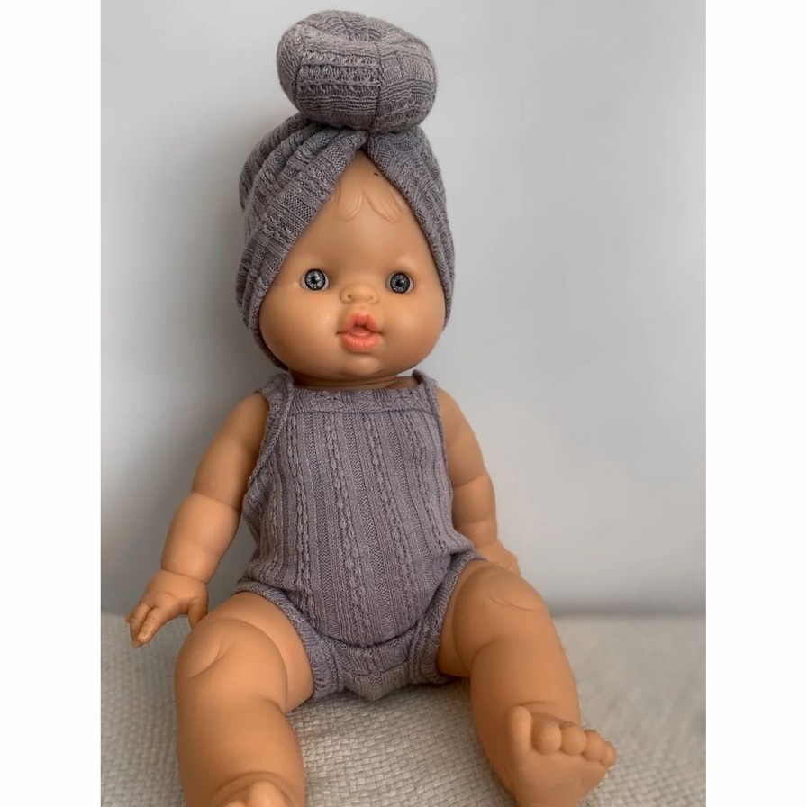 Dolls + Plushies * | Grey Minikane Tank Sleeve Romper Dolls + Plushies