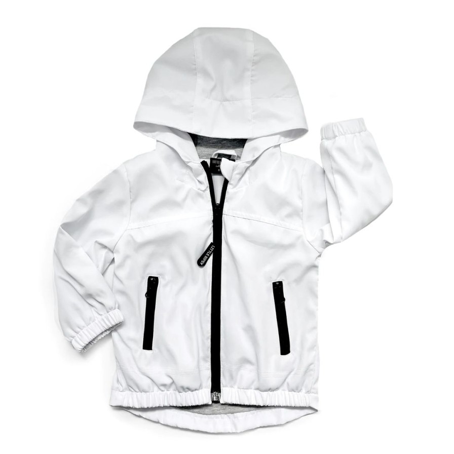 Clothing * | Little Bipsy White Pullover Windbreaker Outerwear