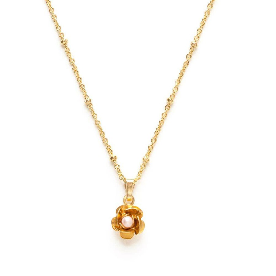 Women * | Amano Studio Gold Rose Necklace