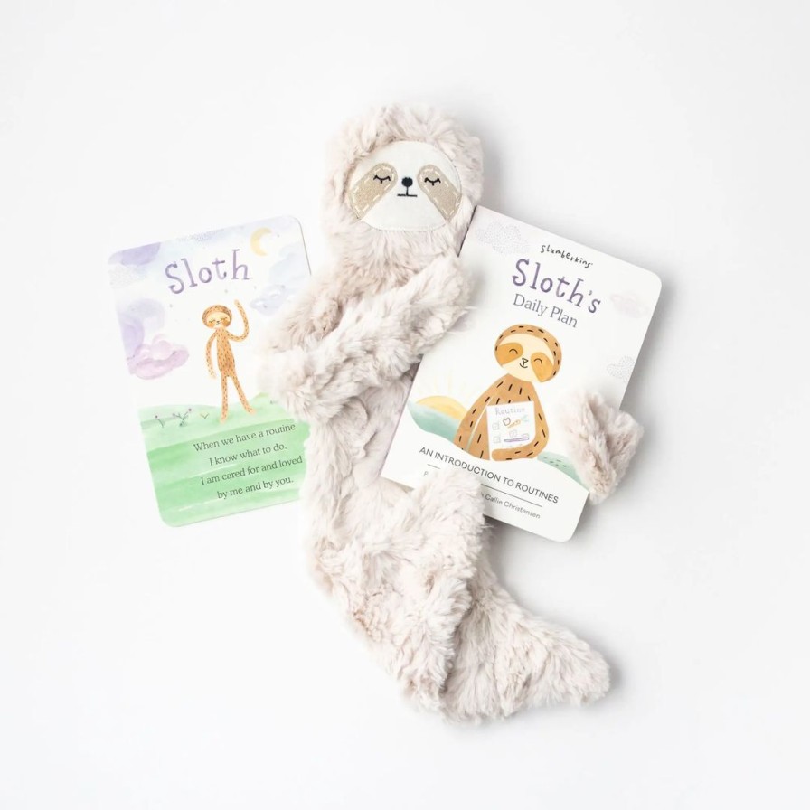 Dolls + Plushies * | Slumberkins Hazel Sloth Snuggler Book Bundle Routines Collection