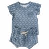 Clothing * | Mebie Baby Blue Horizon Organic Cotton Shorts Set