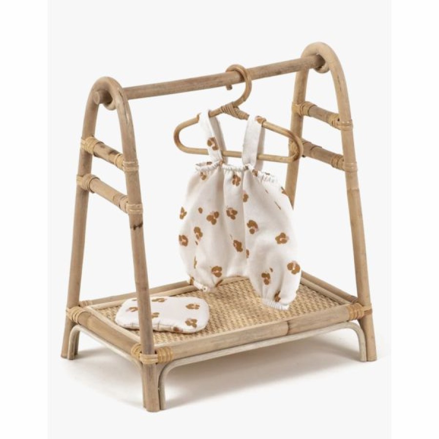 Dolls + Plushies * | Dolls + Plushies Rattan Minikane Clothing Rack + Three Hangers