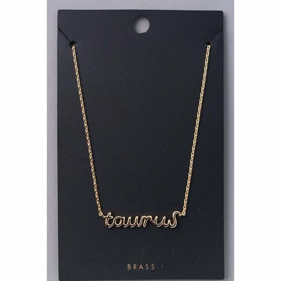 Women * | Fame Accessories Gold Taurus Zodiac Sign Necklace