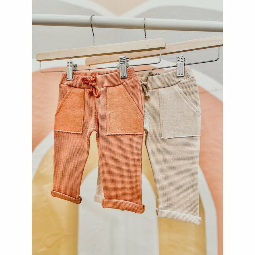 Clothing * | Evelina Apparel Bottoms Dusty Terracotta Waffle Sweatpants