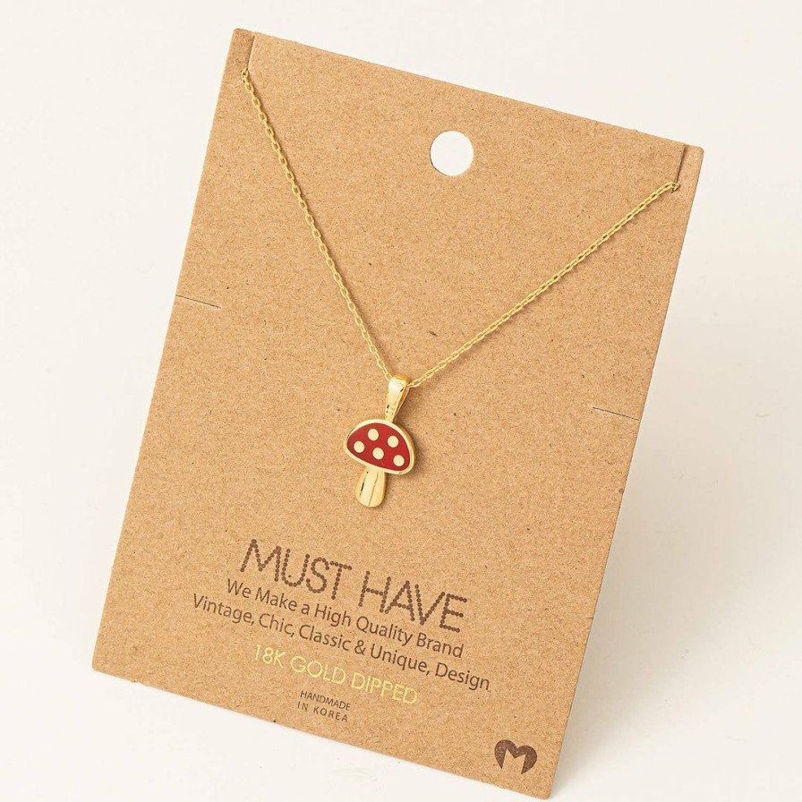 Women * | Fame Accessories Red Mushroom Necklace Necklaces