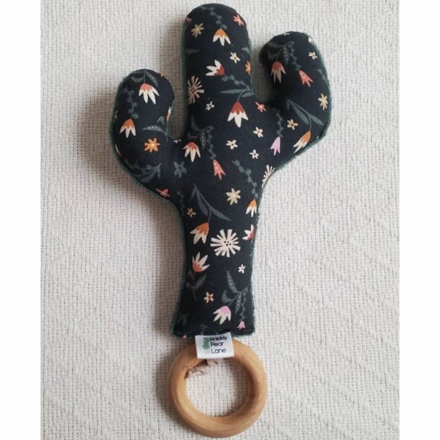 Toys * | Prickly Pear Lane Green Floral Cactus Rattle