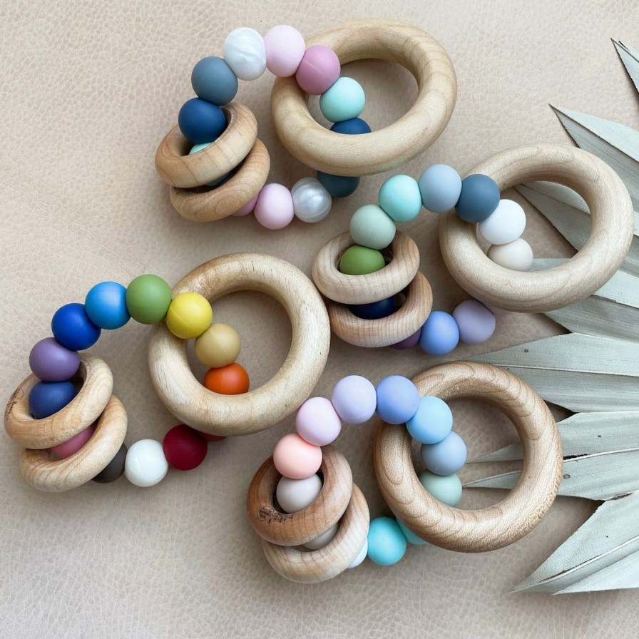 Toys * | Bannor Toys Seaglass Wooden Ring Silicone Teether