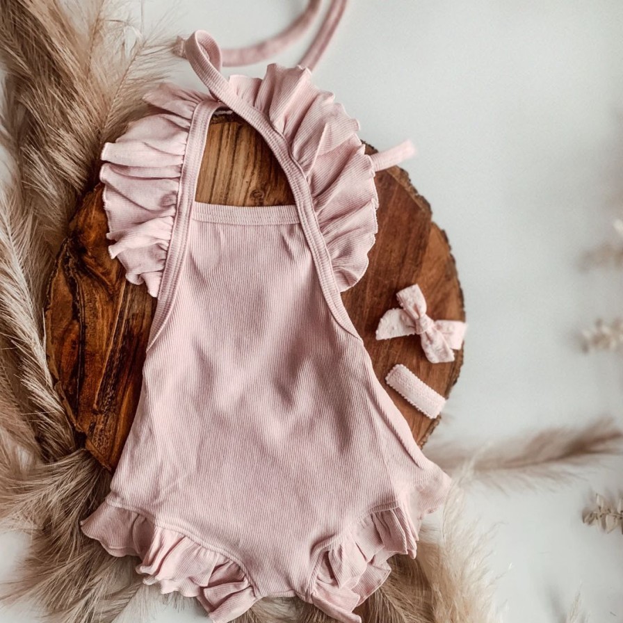 Clothing * | Minikane Light Pink Ruffle Romper