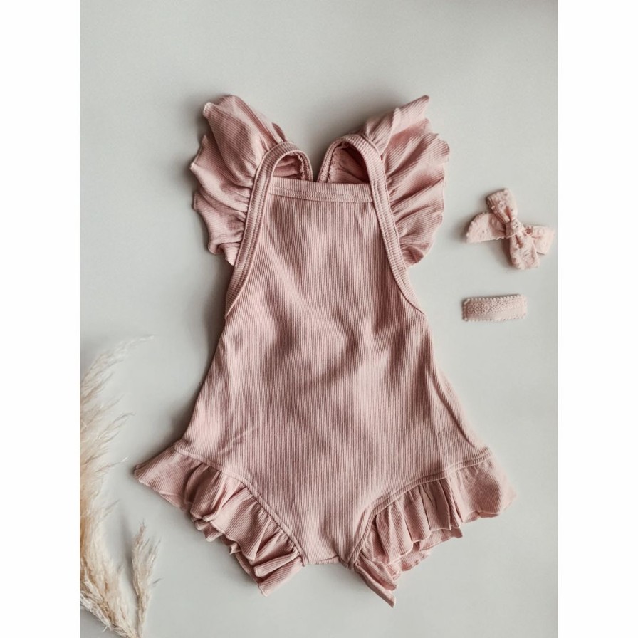 Clothing * | Minikane Light Pink Ruffle Romper