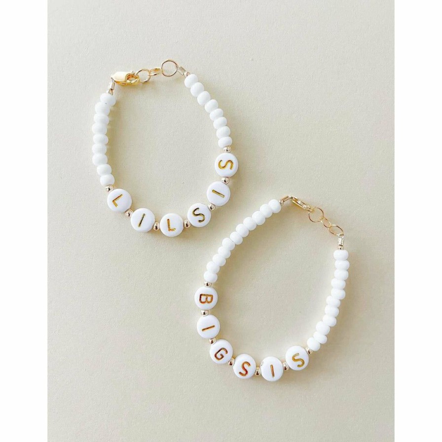 Jewelry * | Little Lunds Co Big Sis White Stone Bracelet