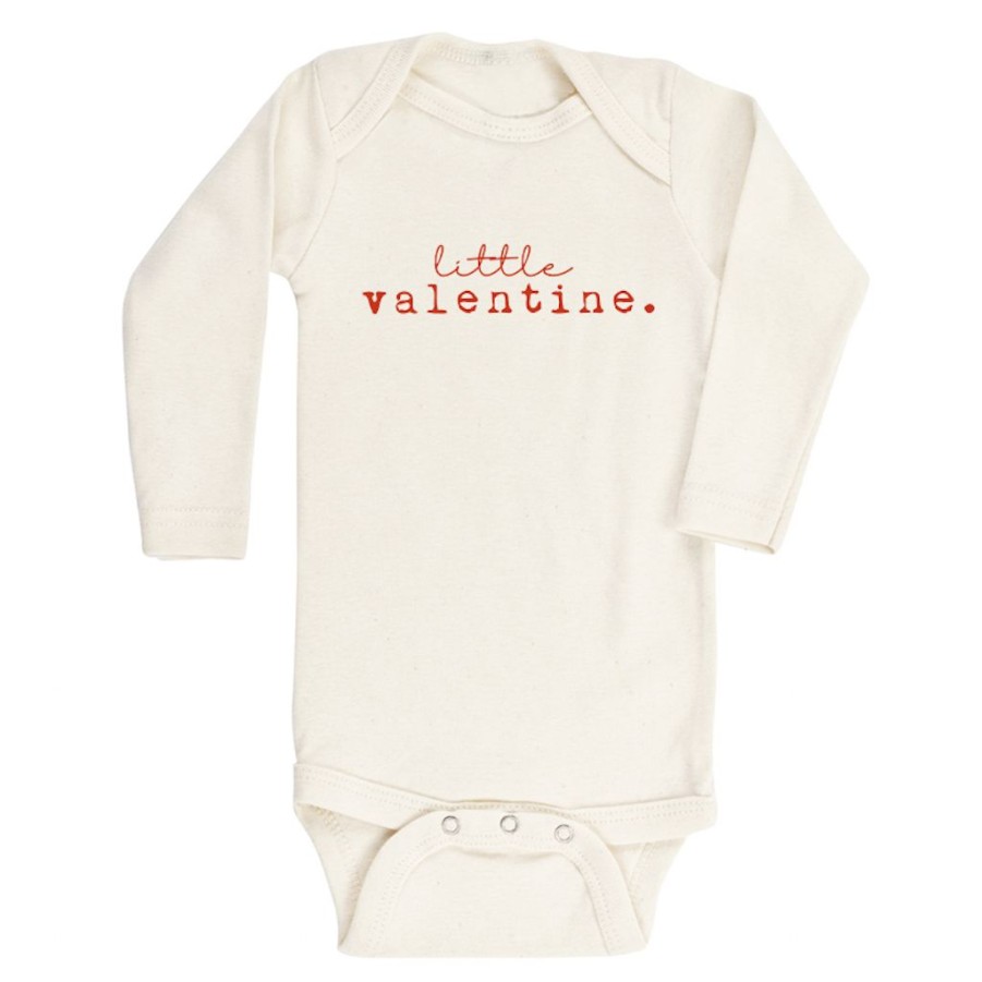 Clothing * | Tenth + Pine Bodysuits Little Valentine Red + Natural Organic Long Sleeve Onesie