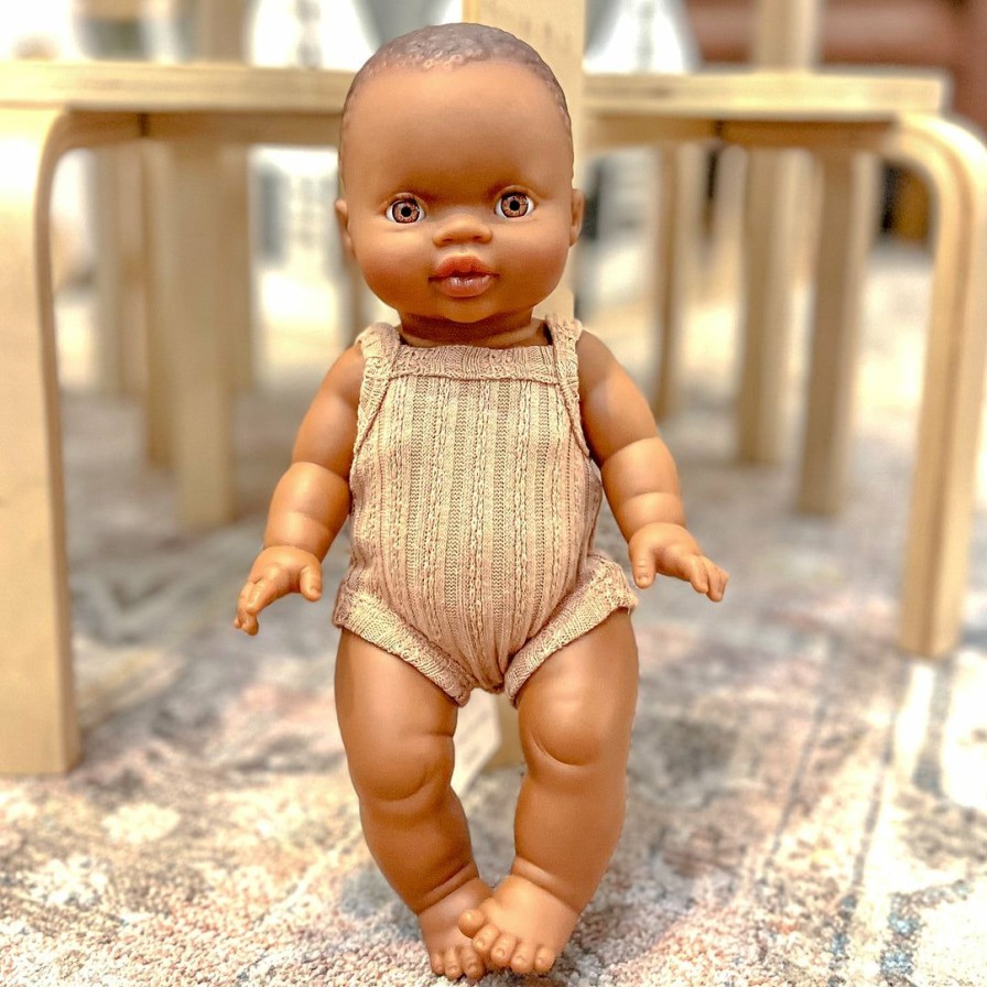 Dolls + Plushies * | Dolls + Plushies Camel Ribbed Minikane Romper