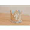 Party Time * | Cutest Little Party Party Time # 1 Gold Glitter + Baby Blue Pom Trim + White Glitter Crown