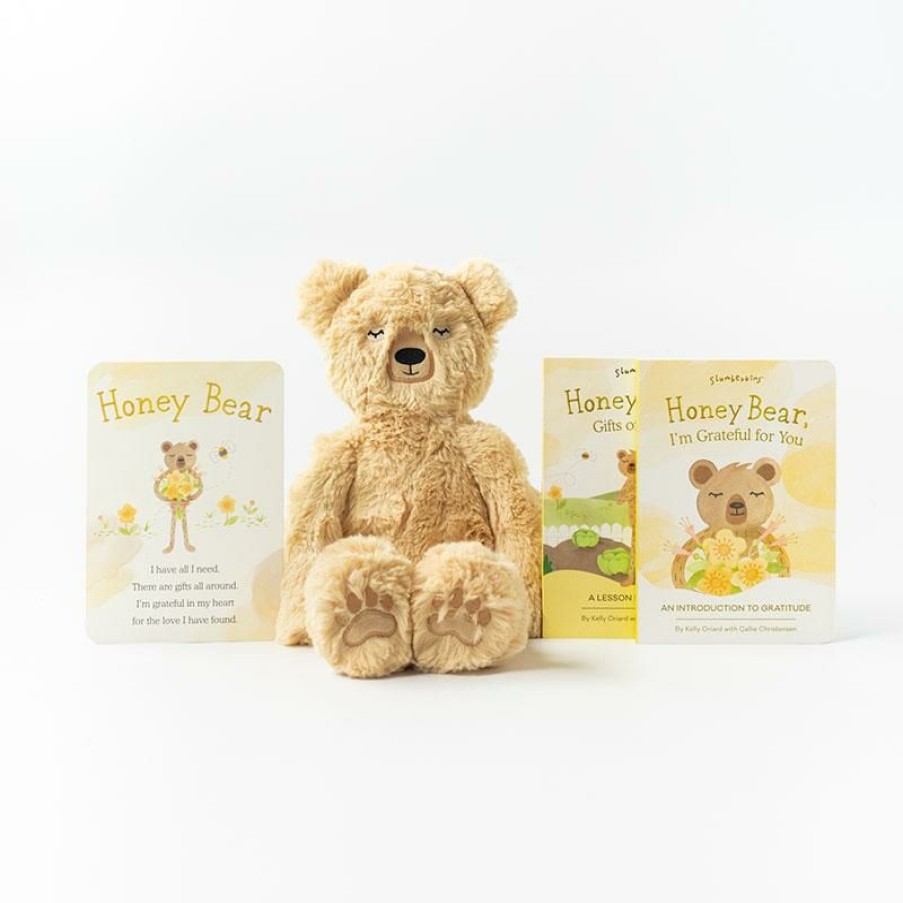 Dolls + Plushies * | Slumberkins Honey Bear Kin Book Bundle Gratitude Collection