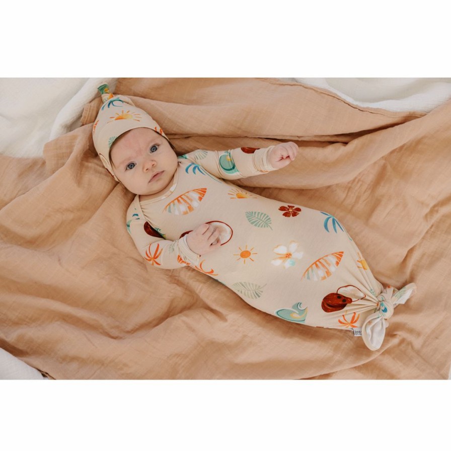 Clothing * | Retro Beach Bamboo Knotted Gown Arrows & Bow X Joss + J Preemie + Newborn