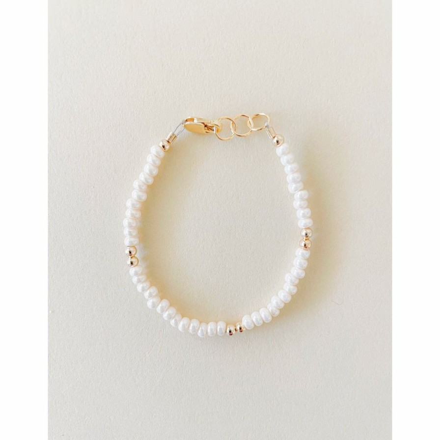 Women * | Little Lunds Co Cream + Tiny Gold Bracelet Jewelry