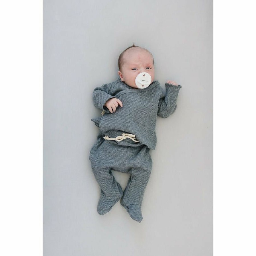 Clothing * | Mebie Baby Preemie + Newborn Charcoal Organic Cotton Waffle Layette Set